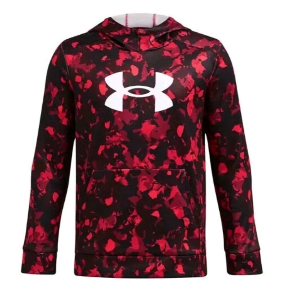 Under Armour Hoodie Boys Youth Size Large Red Loose Fit Lightweight Fleece Lined - Picture 9 of 9